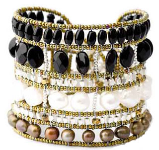 High-fashion Ziio bracelet made in Italy with pearls and black tourmaline