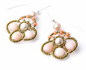 Pink opan and coral earrings by Ziio