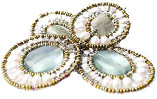 Long chandelier Ziio earrings handmade in Italy with fluorite and pearls