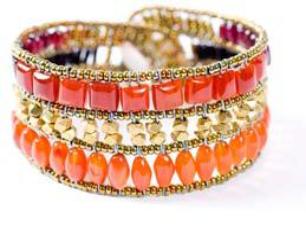 Italian artisan Ziio bracelet handmade of red agate, cornaline and sterling silver.