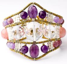 Deco-style Ziio bracelet made with crystal and amethysts
