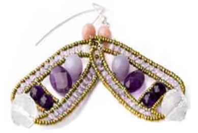 Deco-style earrings by Ziio are handmade with crystal and amethust.