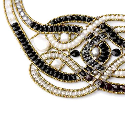 This black and white Ziio necklace is a statement necklace made with pearls, black tourmaline and sterling silver.Salang has an extensive collection of Ziio jewelry.